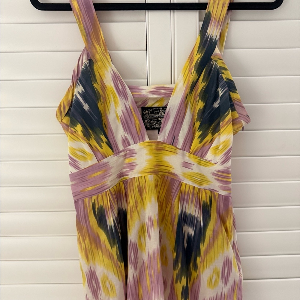 Patterned V-Neck Camisole in Yellow, Pink & Navy